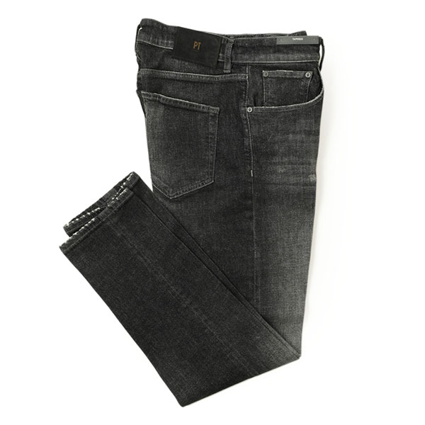 PT TORINO DENIM ピーティートリノデニム デニム ウォッシュ ダメージ テーパード コットン ストレッチ TAPERED FIT  REGGAE OA36330 MN11/ブラック｜PT TORINO｜菅原靴店